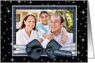 Happy Hanukkah Blue & Black Twinkle Starlight Custom Photo Card