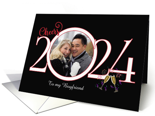 2024 Cheers Happy New Year Boyfriend Custom Photo card (1015291)