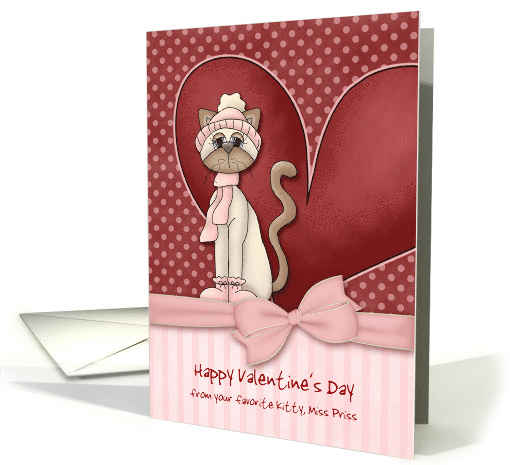 Customizable from Kitty Valentine Heart and Cat with Bow card