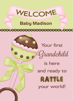For Grandparent, Welcome 1st Granddaughter - Custom Name Rattle