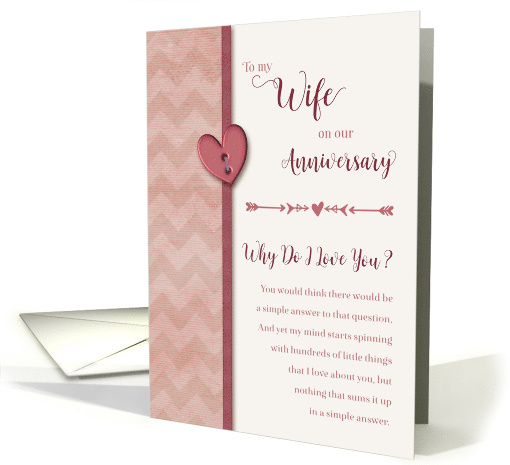 To Wife on Anniversary, Why Do I Love You? card (1039143)