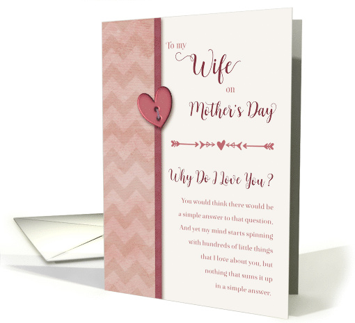 To Wife on Mother's Day, Why Do I Love You? card (1039229)