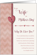 To Wife on Mother’s Day, Why Do I Love You? card