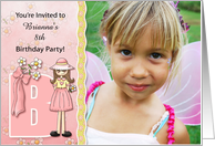Young Girl’s Age & Name Specific B Birthday Party Invitation card