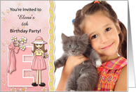 Young Girl’s Age & Name Specific E Birthday Party Invitation card