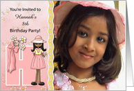Young Ethnic Girl’s Age & Name Specific H Birthday Party Invitation card