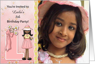 Young Ethnic Girl’s Age & Name Specific L Birthday Party Invitation card