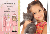 Young Girl’s Age & Name Specific M Birthday Party Invitation card