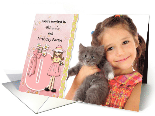 Young Girl's Age & Name Specific O Birthday Party Invitation card