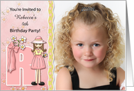 Young Girl’s Age & Name Specific R Birthday Party Invitation card
