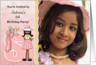 Young Ethnic Girl’s Age & Name Specific S Birthday Party Invitation card
