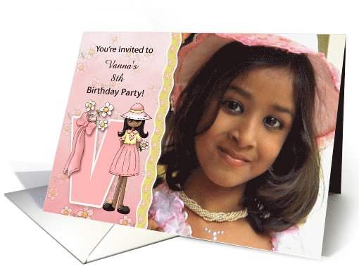 Young Ethnic Girl's Age & Name Specific V Birthday Party... (1053601)