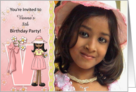 Young Ethnic Girl’s Age & Name Specific V Birthday Party Invitation card