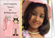Young Ethnic Girl’s Age & Name Specific Y Birthday Party Invitation card