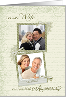 To Wife on 20th Anniversary - Custom Years, Then & Now Photo card