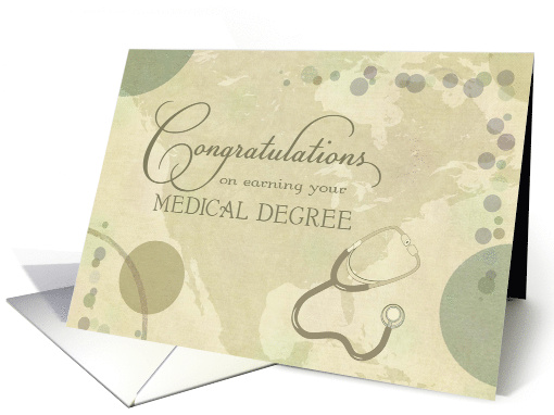 Medical Degree Congratulations Neutral Colors with Stethoscope card