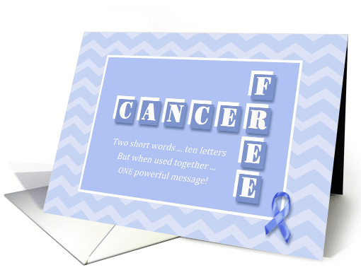 Cancer Free! Blue chevron congratulations card (1112536)