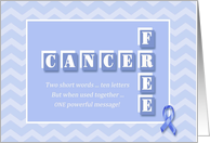 Cancer Free! Blue chevron congratulations card
