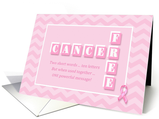 Cancer Free! Pink chevron congratulations card (1112564)