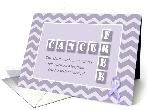 Cancer Free! Purple chevron congratulations card (1114834)
