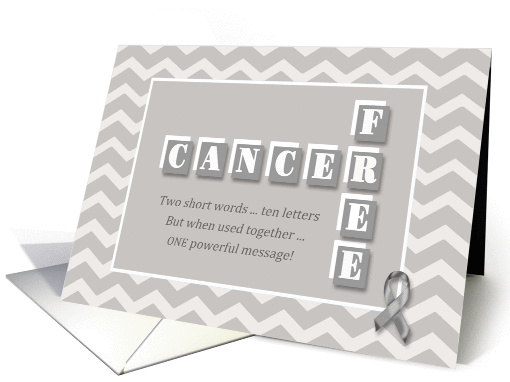 Cancer Free! Gray chevron congratulations card (1114844)