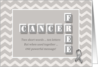 Cancer Free! Gray chevron congratulations card