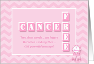 5 Year Anniversary Cancer Free! Custom pink chevron congratulations card