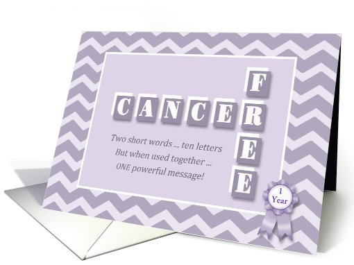 1 Year Anniversary Cancer Free! Custom purple chevron... (1114888)