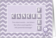 1 Year Anniversary Cancer Free! Custom purple chevron congratulations card