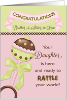 Congratulations Brother & Sister-in-Law - Birth of Daughter Rattle card