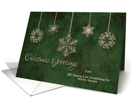 Christmas Greetings from Business - Custom Name Gold Snowflakes card