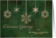 Christmas Greetings from Business - Custom Name Gold Snowflakes card