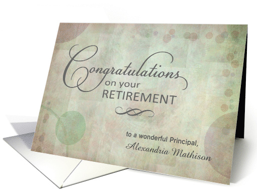 School Principal Retirement Congratulations custom name card (1159376)