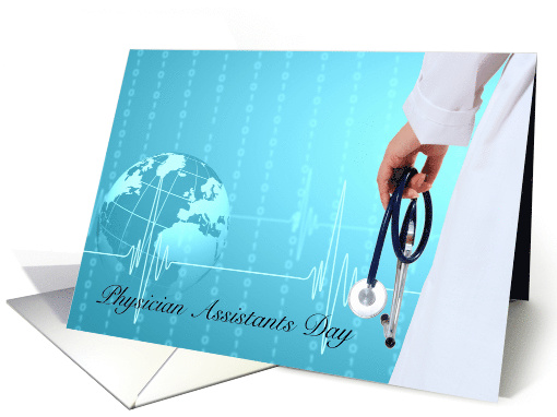 Physician Assistants Day Blue Globe Physician with Stethoscope card