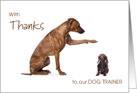 With Thanks to our Dog Trainer card