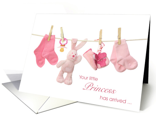 Baby Congratulations - Pink Princess Clothes Line card (1258144)