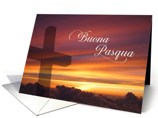 Italian - Happy Easter Sunset Cross card (1260286)