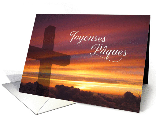 French - Happy Easter Sunset Cross card (1260294)