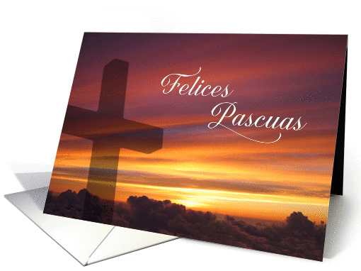 Spanish - Happy Easter Sunset Cross card (1260304)