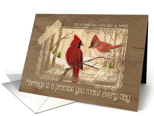 Anniversary to Cousin & Wife - Marriage is a Promise Redbirds card