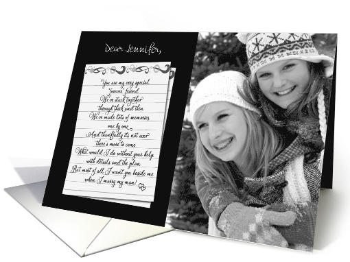 Be my maid of honor - handwritten note custom photo/name card