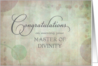 Congratulations Master of Divinity Degree - green card