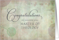 Congratulations Master of Theology Degree - green card