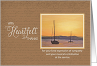 Sympathy Heartfelt Thanks for Music - Sailboat Sunset card