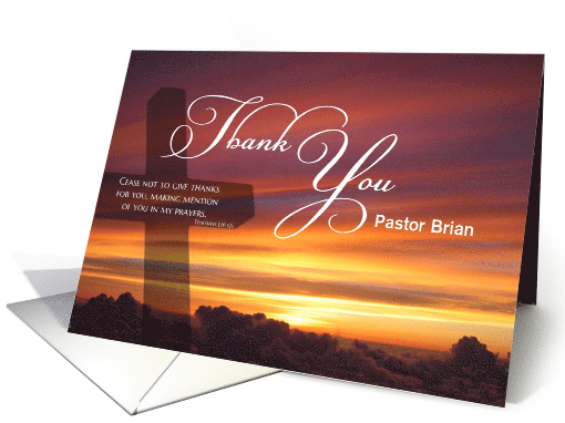 Pastor Thank You Custom Name Sunset above the Clouds card (1385400)