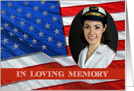 Sympathy / USA Flag In Loving Memory Custom Photo card