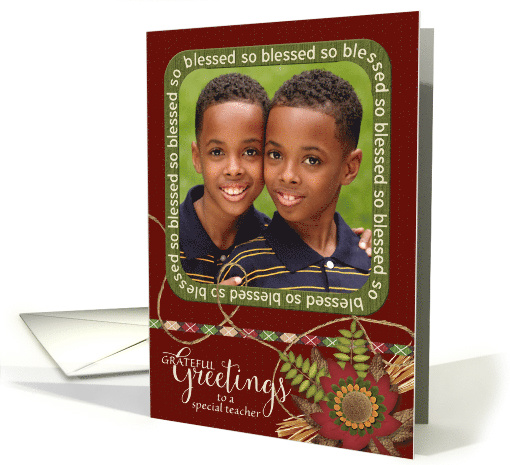 Teacher Grateful Greetings Thanksgiving Scrapbook effect... (1408766)