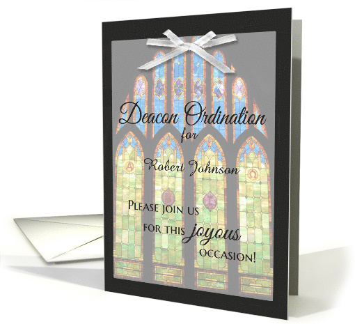 Deacon Ordination Invitation - custom name stain glass card (1420804)