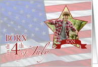 Birthday to Son - Born on the 4th of July Custom Photo card