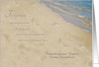 Remembering Nephew on Birthday Personalized Footprints card